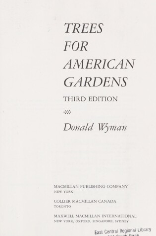 Cover of Trees for American Gardens