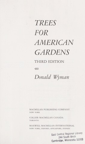 Book cover for Trees for American Gardens