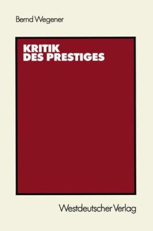 Cover of Kritik des Prestiges