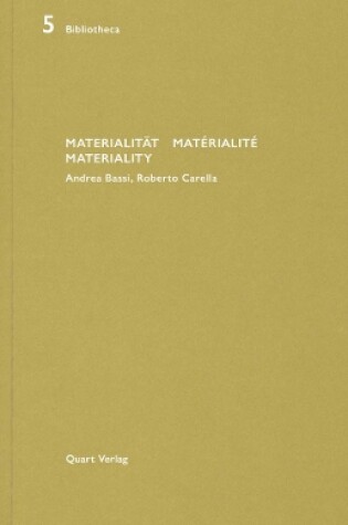 Cover of Materialität/Matérialité/Materiality