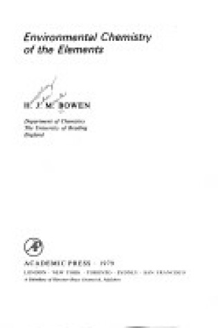 Cover of Environmental Chemistry of the Elements