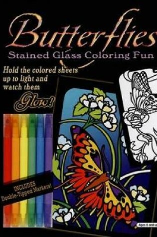 Cover of Butterflies Stained Glass Coloring Fun