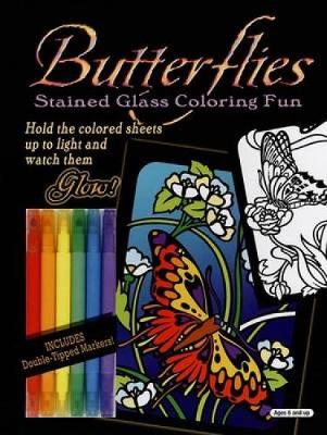 Book cover for Butterflies Stained Glass Coloring Fun