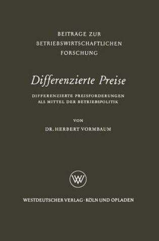 Cover of Differenzierte Preise