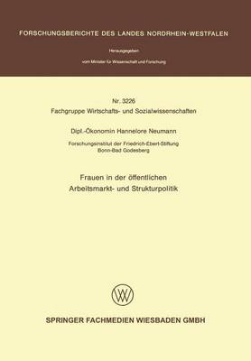 Cover of Frauen in Der Eoffentlichen Arbeitsmarkt- Und Strukturpolitik