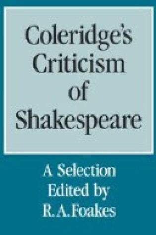 Cover of Coleridge's Criticism of Shakespeare