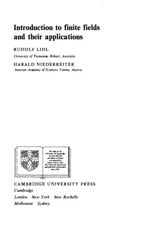 Cover of Introduction to Finite Fields