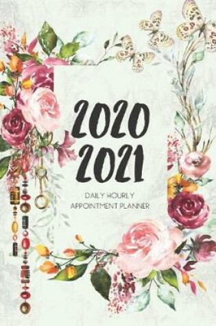 Cover of Daily Planner 2020-2021 Light Green Flowers 15 Months Gratitude Hourly Appointment Calendar