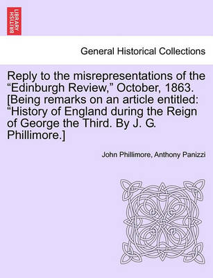 Book cover for Reply to the Misrepresentations of the "Edinburgh Review," October, 1863. [Being Remarks on an Article Entitled