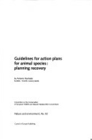 Cover of Guidelines for Action Plans for Animal Species