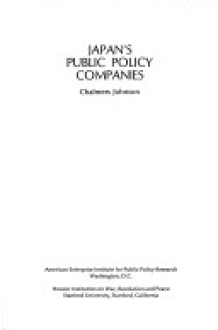 Cover of Japan's Public Policy Companies