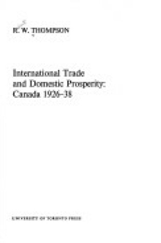 Cover of International Trade and Domestic Prosperity