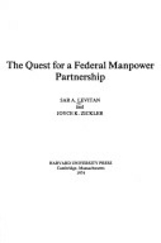 Cover of Quest for a Federal Manpower Policy