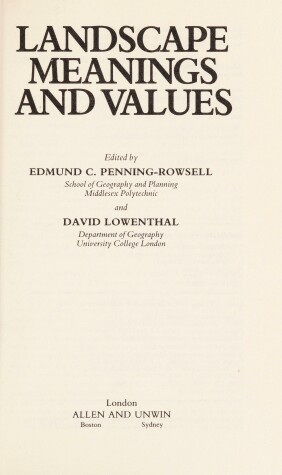 Cover of Landscape Meanings and Values