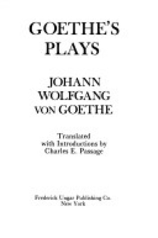 Cover of Goethe's Plays