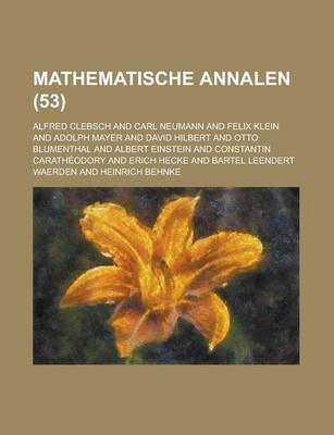 Book cover for Mathematische Annalen (53 )