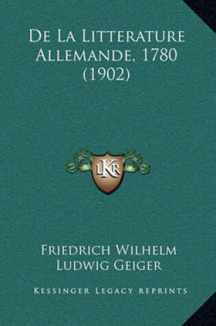 Cover of de La Litterature Allemande, 1780 (1902)