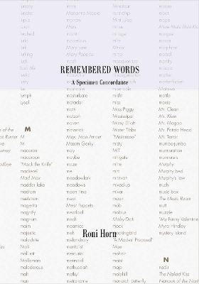 Book cover for Roni Horn: Remembered Words