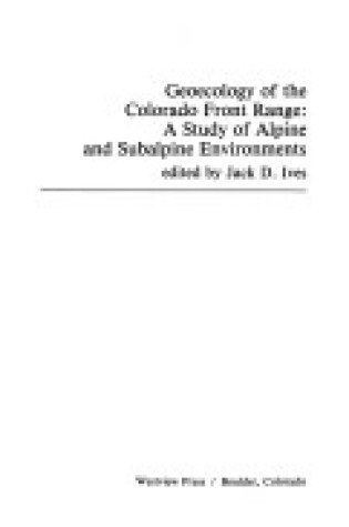 Cover of Geoecology Of The Colorado Front Range