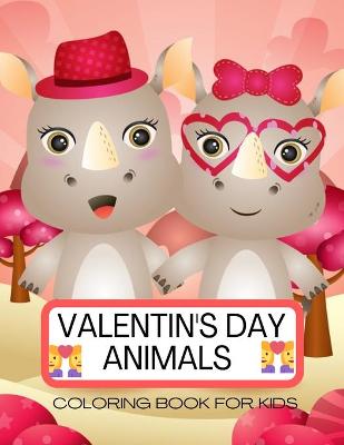 Book cover for Valentine's Day animal Coloring Book for kids