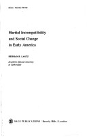 Cover of Marital Incompatibility and Social Change in Early America