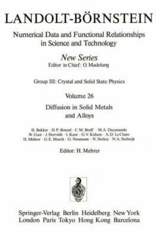 Cover of Diffusion in Solid Metals and Alloys / Diffusion in festen Metallen und Legierungen