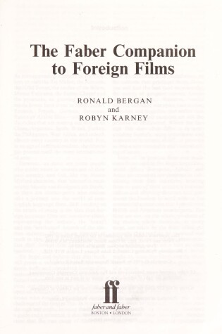 Cover of The Faber Companion to Foreign Films