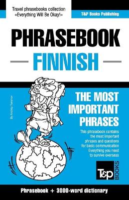 Book cover for English-Finnish phrasebook and 3000-word topical vocabulary