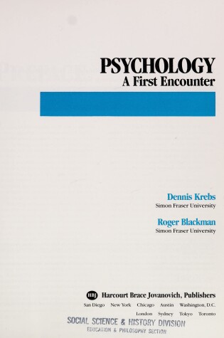 Cover of Krebs/Blackman Psychology:A First Encounter