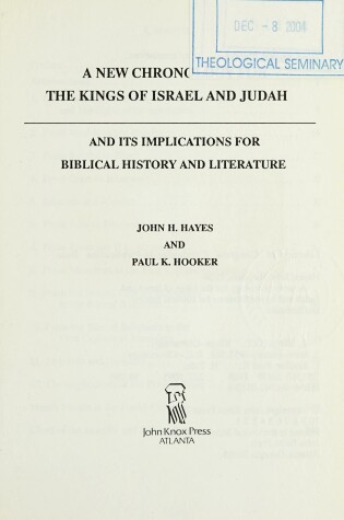 Cover of New Chronology for the Kings of Israel and Judah