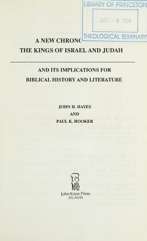 Book cover for New Chronology for the Kings of Israel and Judah