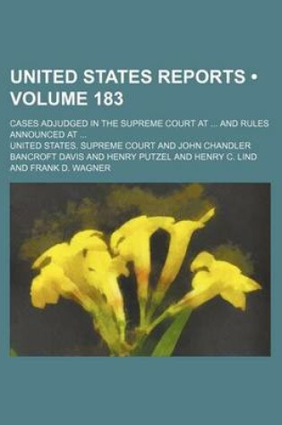 Cover of United States Reports (Volume 183); Cases Adjudged in the Supreme Court at and Rules Announced at