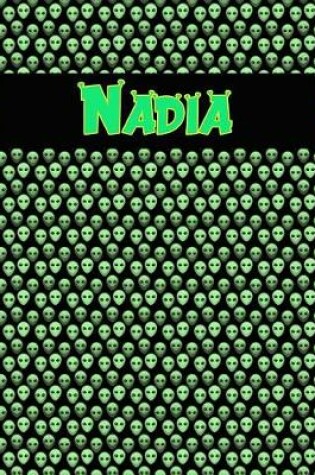 Cover of 120 Page Handwriting Practice Book with Green Alien Cover Nadia