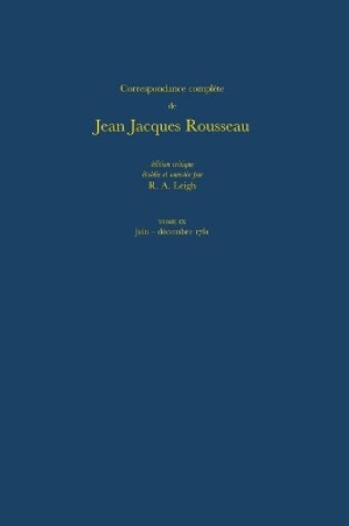 Cover of Correspondence Complete De Rousseau 9