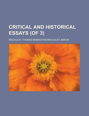 Book cover for Critical and Historical Essays (of 3) Volume III