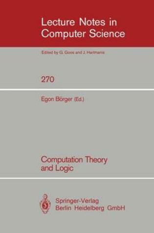 Cover of Computation Theory and Logic