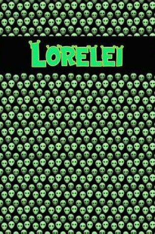 Cover of 120 Page Handwriting Practice Book with Green Alien Cover Lorelei