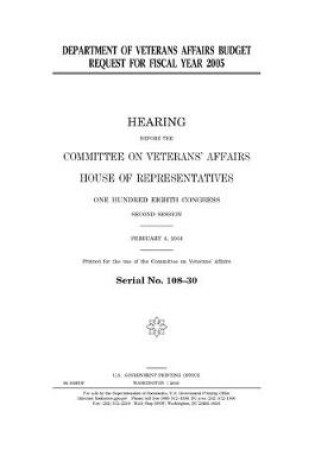 Cover of Department of Veterans Affairs budget request for fiscal year 2005