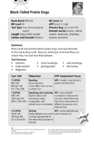 Cover of BC NF White B/2A Black-tailed Prairie Dogs Guided Reading Card