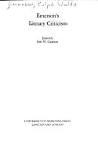 Cover of Emerson's Literary Criticism