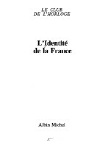 Cover of Identite de La France (L')