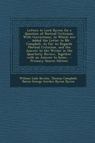 Cover of Letters to Lord Byron on a Question of Poetical Criticism