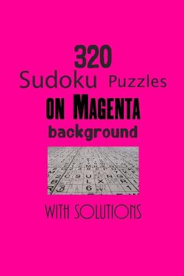 Book cover for 320 Sudoku Puzzles on Magenta background with solutions