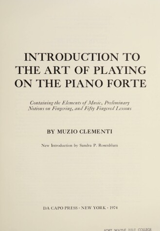 Book cover for Introduction to the Art of Playing on the Pianoforte