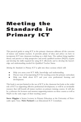 Cover of Meeting the Standards in Primary Ict