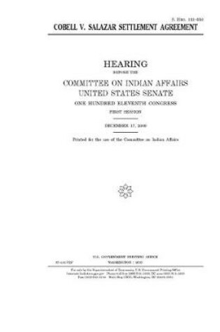 Cover of Cobell v. Salazar settlement agreement