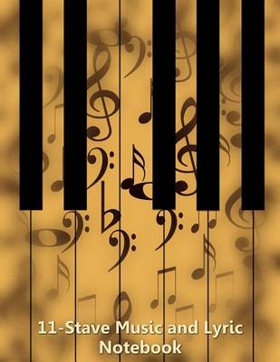 Book cover for 11-Stave Music and Lyric Notebook - Tan Piano Keyboard