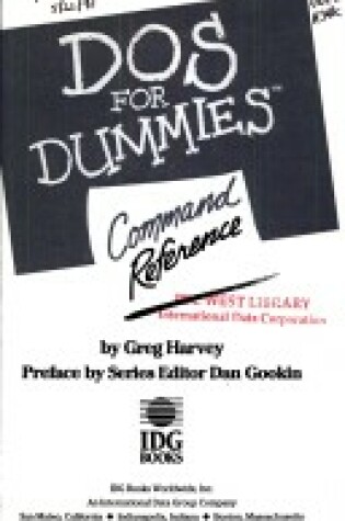 Cover of DOS for Dummies(r) Command Reference