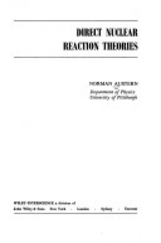 Cover of Direct Nuclear Reaction Theories