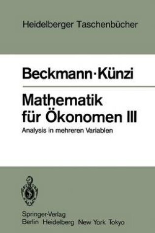 Cover of Mathematik für Ökonomen III